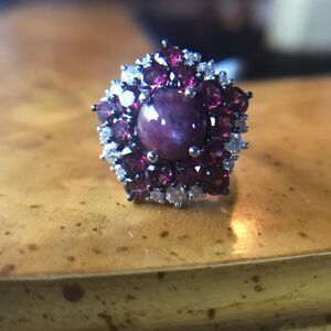 Natural Star Ruby Sterling Silver Cocktail Ring Size 5